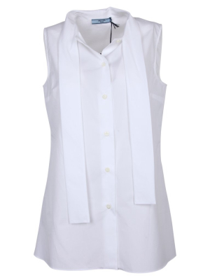 Prada Tie Neck Sleeveless Shirt