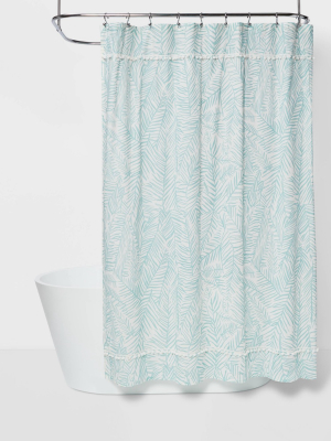 Caribbean Leaf Shower Curtain Aqua - Opalhouse™