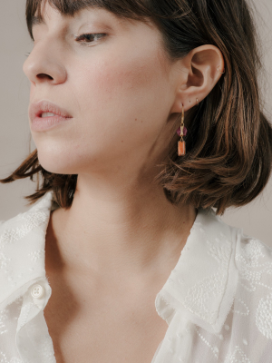 2-drop Chimu And Ruby Earrings In Gold