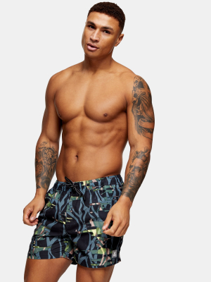 Considered Abstract Camouflage Print Swim Shorts