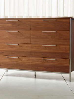 James Walnut With Stainless Steel Frame 8-drawer Dresser With Power Outlet