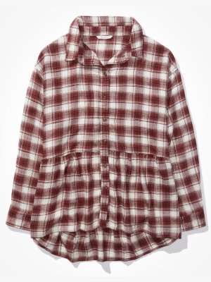 Ae Oversized Flannel Babydoll Shirt