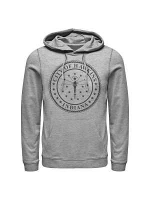 Men's Stranger Things City Of Hawkins Crest Pull Over Hoodie