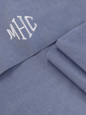 Blue Chambray Sheet Set (fitted Sheet, Flat Sheet & Pillowcases)