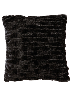 Ruched Faux Fur Square Throw Pillow