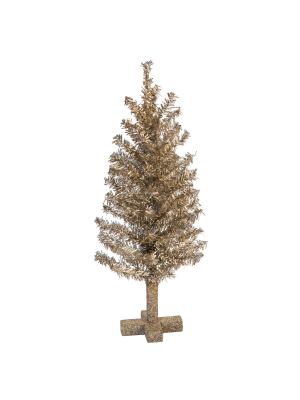 Transpac Artificial 16 In. Gold Christmas Champagne Tree