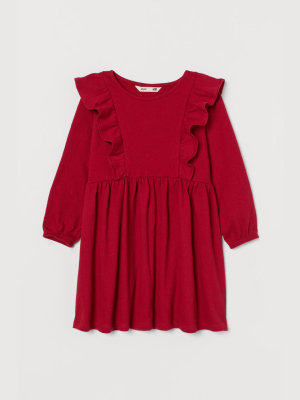 Ruffle-trimmed Jersey Dress