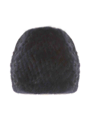 The Knit Mink Fur Hat In Navy