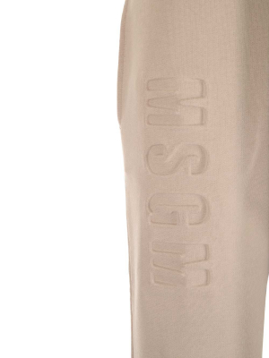 Msgm Logo Embossed Elastic Waist Pants