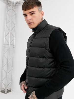 Asos Design Puffer Vest In Black