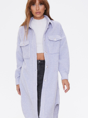 Brushed Houndstooth Longline Coat