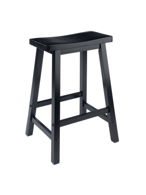 24" Satori Saddle Seat Counter Height Barstool Black - Winsome