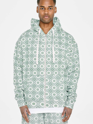 Mosaic Oversized Sweat Jacket Green