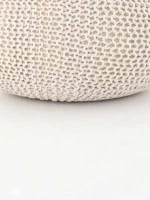 Jute Knit Pouf In White