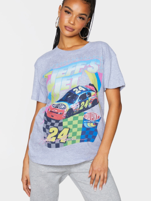 Grey Race Car Printed T Shirt