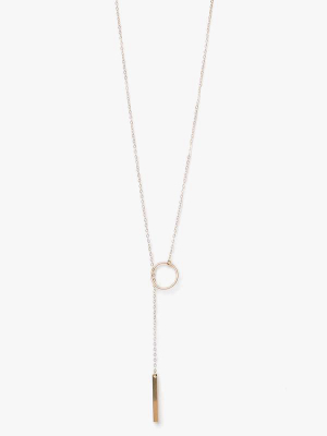 Ring And Bar Lariat Necklace