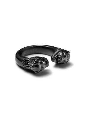 Twin Lion Ring - Black