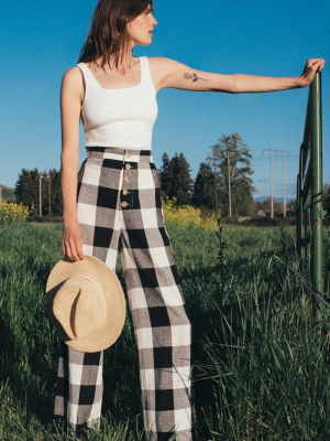 Catie Gingham Wide-leg Trousers