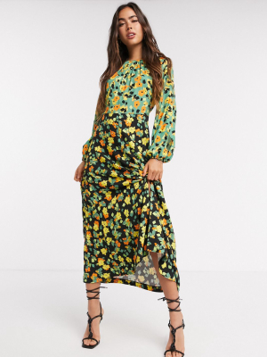 Closet London Print Midi Dress In Contrast Floral