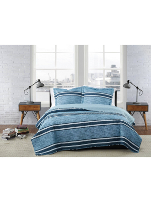 London Fog Mitchell Stripe Quilt Set