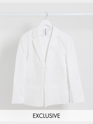 Collusion Oversized Blazer In White