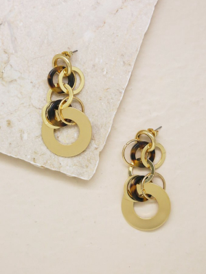 Willow Link Tortoise Resin & 18k Gold Plated Earrings