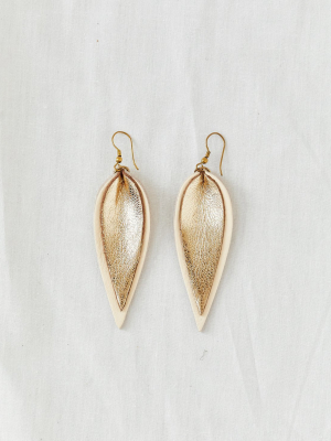 Zia Double Leather Leaf Earrings