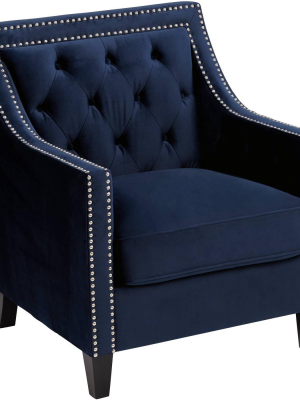 55 Downing Street Tiffany Navy Blue Tufted Armchair