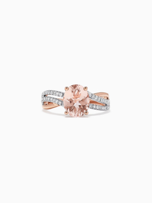 Effy Blush 14k Two Tone Gold Morganite And Diamond Ring, 2.66 Tcw