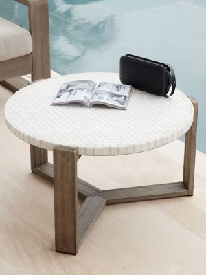 Mosaic Tiled Outdoor Coffee Table - White Marble