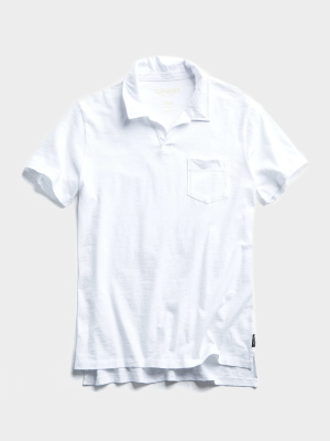 Made L.a. Homespun Slub Montauk Polo In White