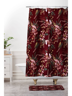 Wild Poppy Burgundy Shower Curtain Red - Deny Designs