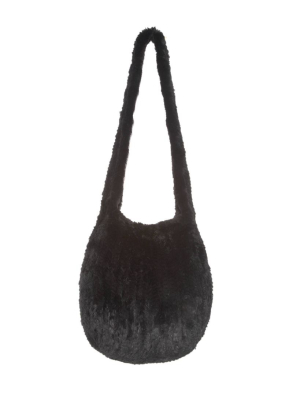 The Carly Knitted Rabbit Fur Hobo Bag