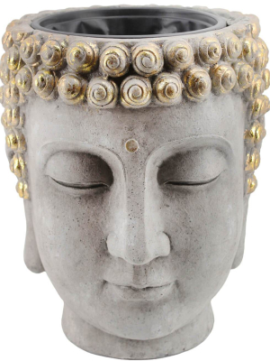 Buddha Flower Pot, Grey/gold