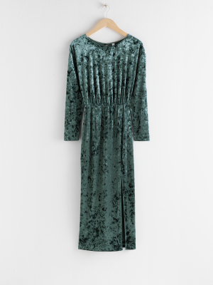 Velvet Keyhole Back Midi Dress