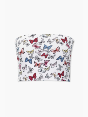 Butterfly Print Tube Top