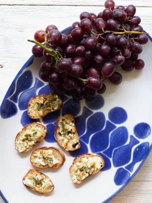 Vietri Viva Santorini Fish Oval Platter - Blue & White