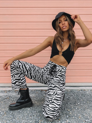 Tiger Lace Up Pants Zebra