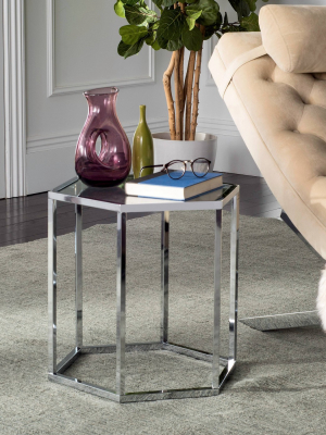 Teagan Glass End Table Chrome - Safavieh