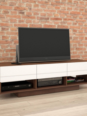 66" Sequence Tv Stand Walnut/white - Nexera