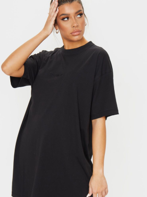 Black Self Made Slogan Boyfriend T Shirt Dress