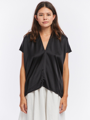 Everyday Top, Silk Charmeuse In Black Final Sale