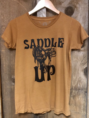 Saddle Up Womens Tee Cognac/blk