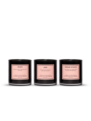 Candle Trio:kush, Ash And Cedar Stack Minis In Gift Box