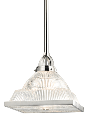 Hudson Valley Lighting Harriman Pendant - Polished Nickel & Clear Pressed Prismatic