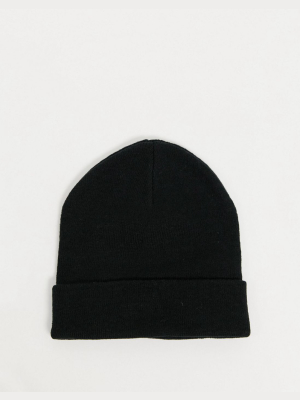 Asos Design Recycled Polyester Deep Turn Up Beanie Hat In Black