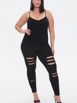 Plus Size Distressed Jumpsuit