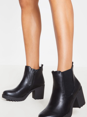 Black Cleated Chelsea Ankle Boots