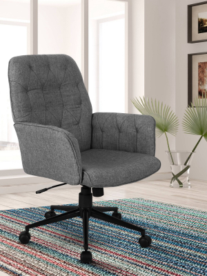 Modern Upholstered Tufted Office Chair With Arms Gray - Techni Mobili