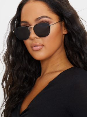 Black Lens Round Frame Sunglasses